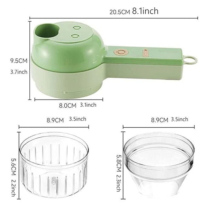 4-in-1 Portable Electric Vegetable Cutter | Chopper, Slicer, Grinder & Peeler in One