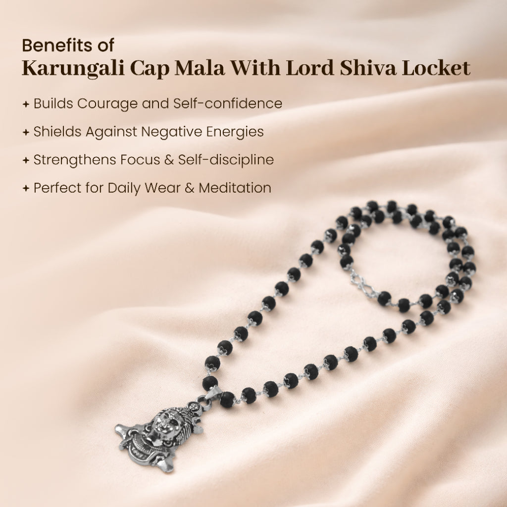 Karungali cap mala with shiv locket