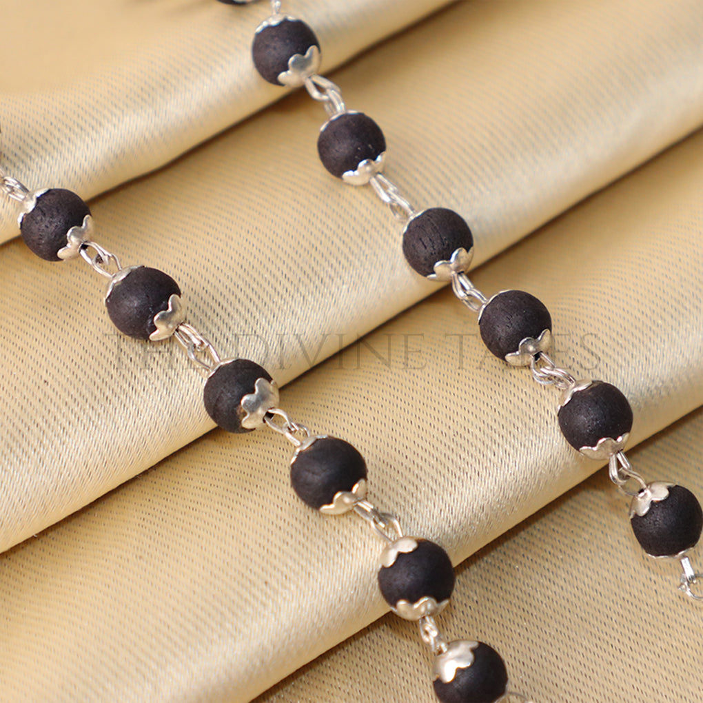 Silver Cap Karungali Mala