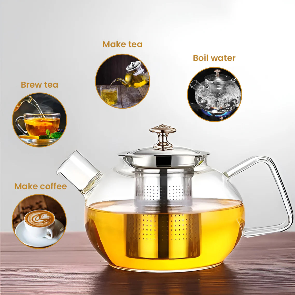 Glass Teapot with Steel Infuser