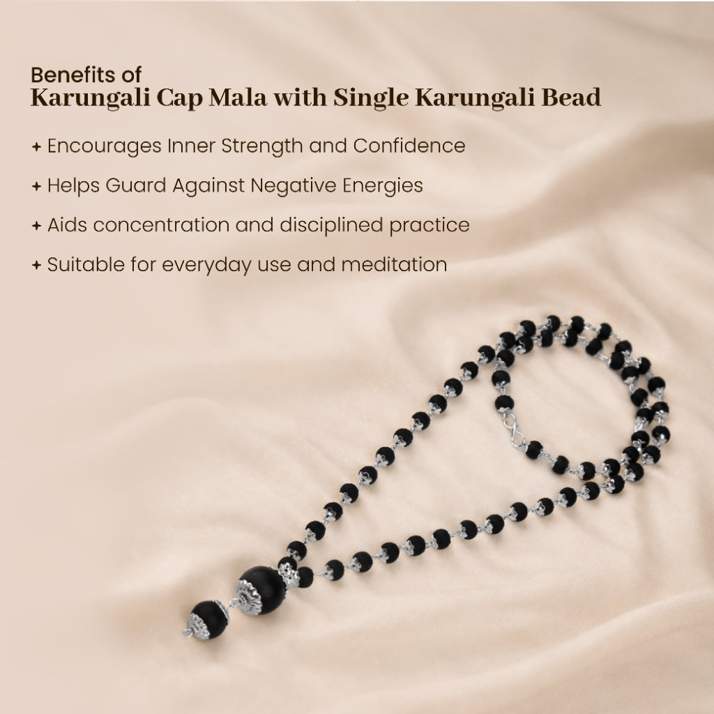 Pure Karungali Cap Mala – Single Bead Energy Necklace