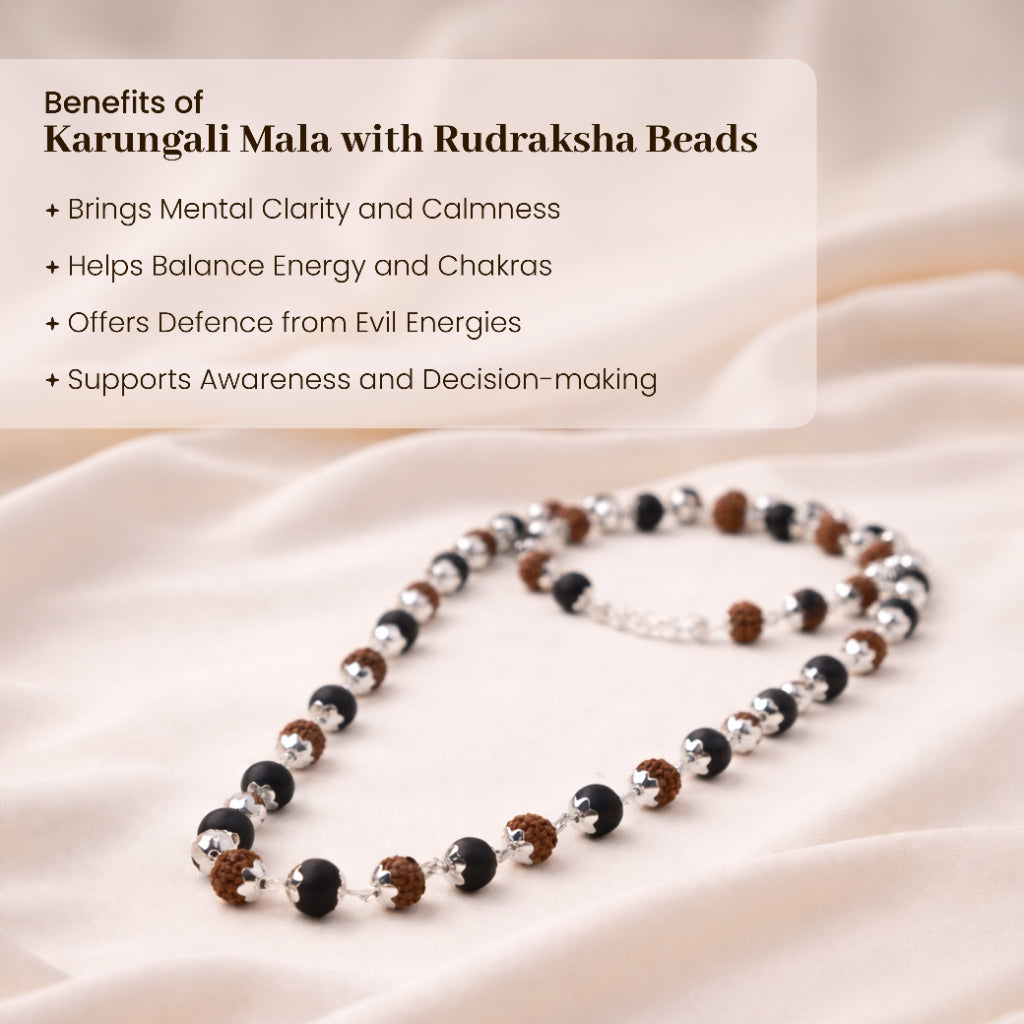 Shiv Shakti Karungali & Rudraksha Cap Mala – Balance & Protection Necklace