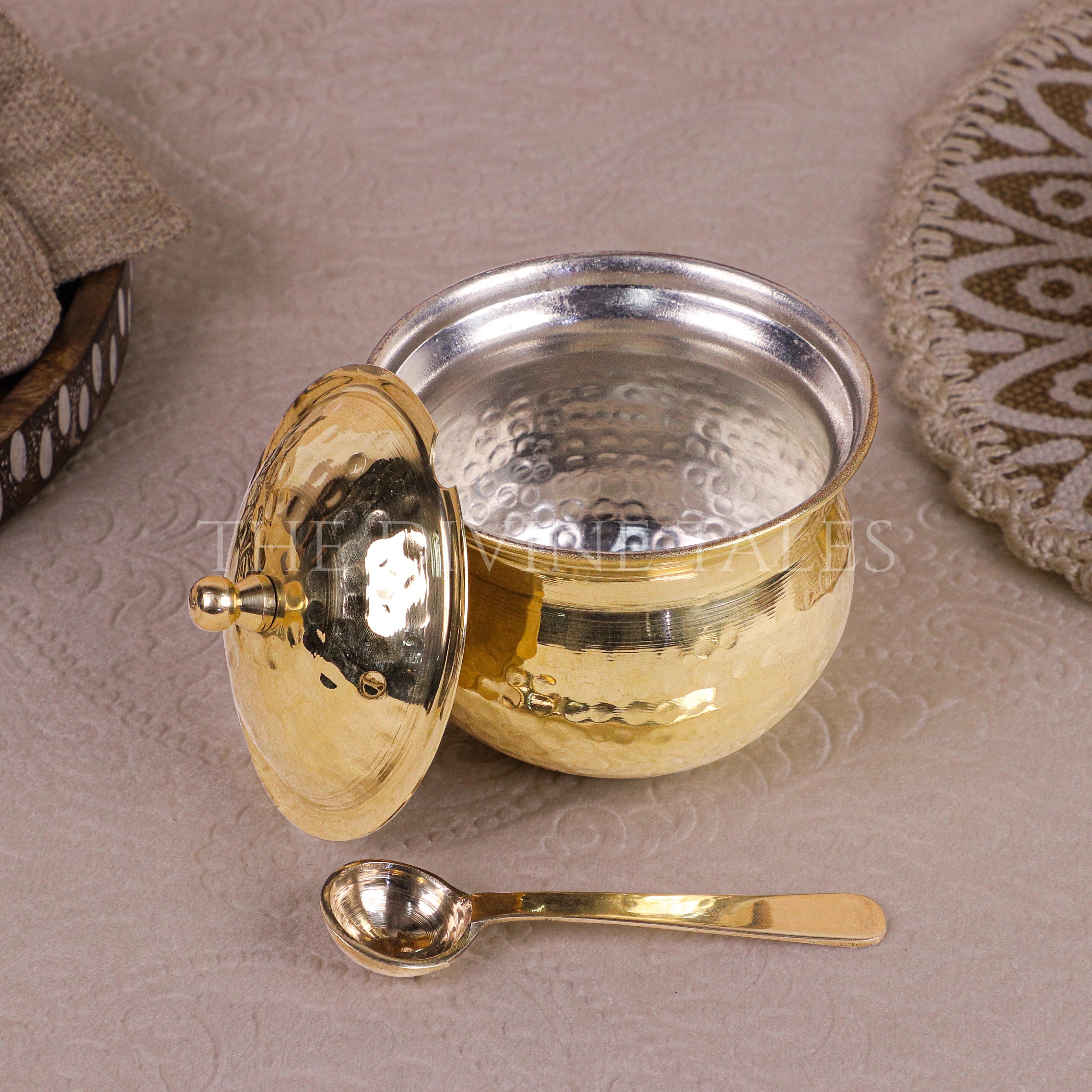 Brass Hammered Ghee Pot