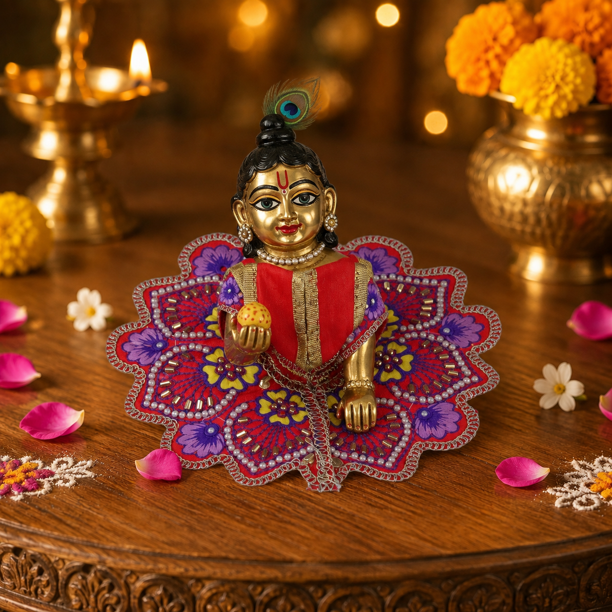 Floral Red-Violet Laddu Gopal Dress