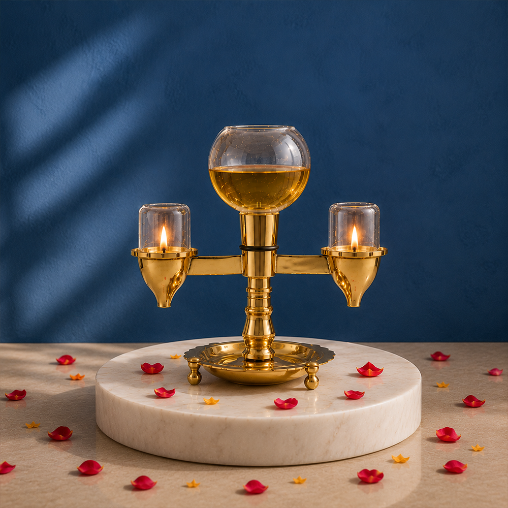 Two-Sided Brass Akhand Diya