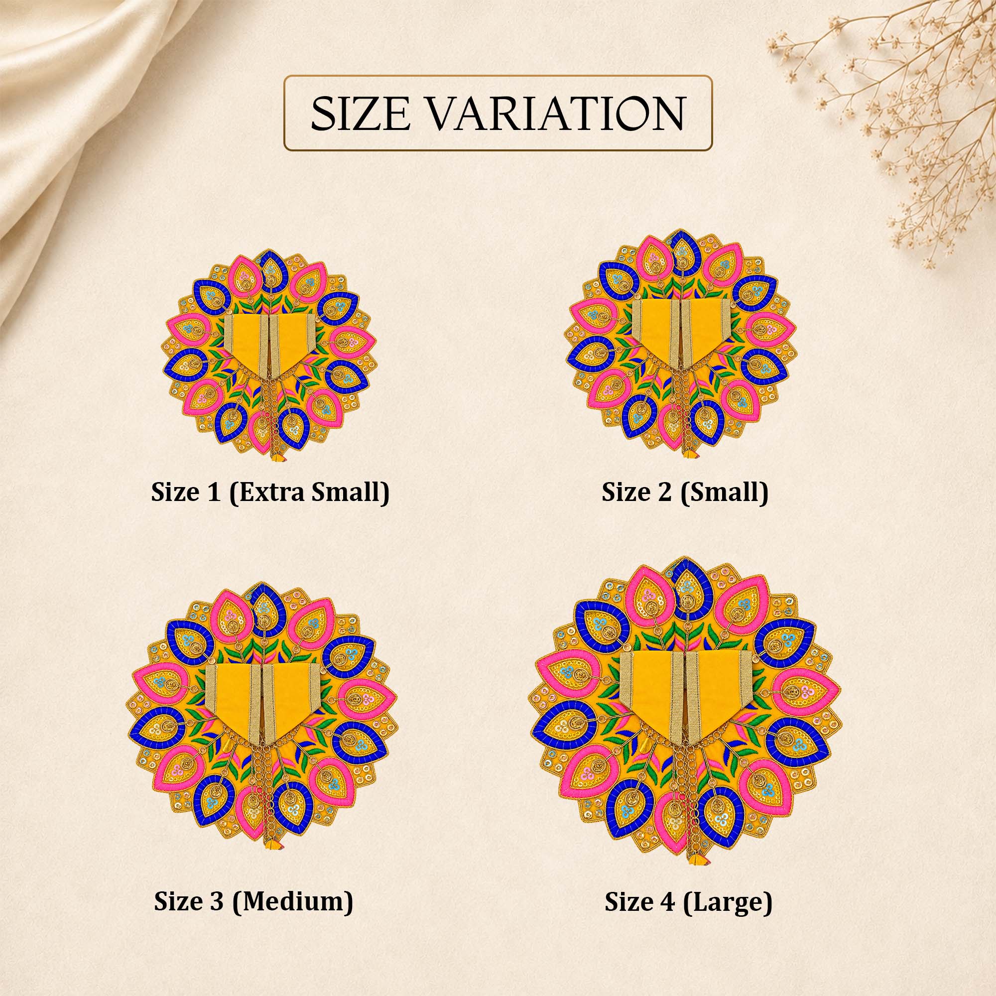 Floral Yellow-Blue Laddu Gopal Dress