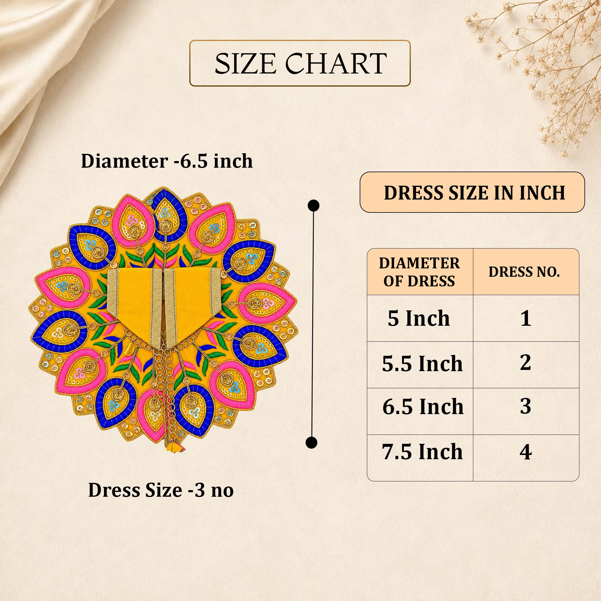 Floral Yellow-Blue Laddu Gopal Dress
