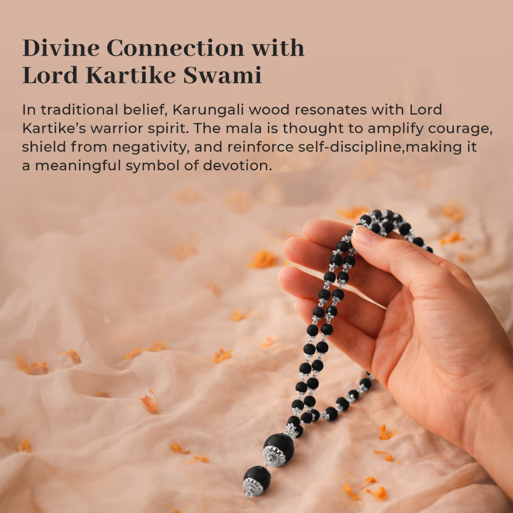Pure Karungali Cap Mala – Single Bead Energy Necklace