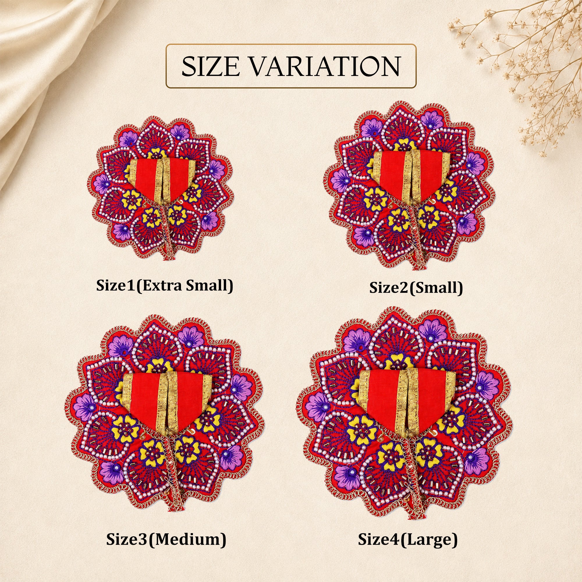 Floral Red-Violet Laddu Gopal Dress