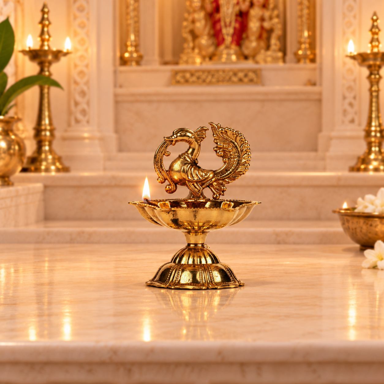 Traditional Mayur Brass Diya