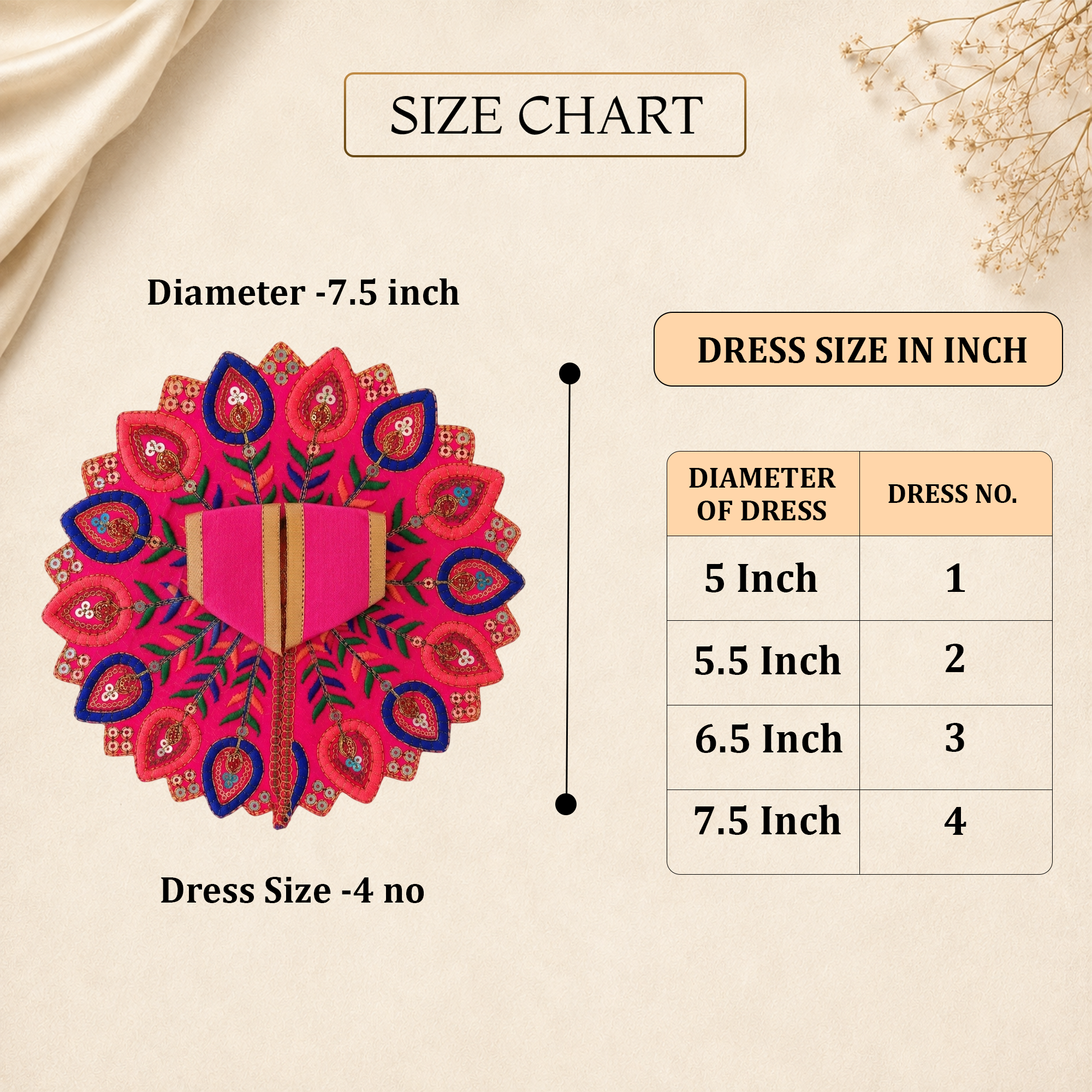 Floral Pink Laddu Gopal Dress