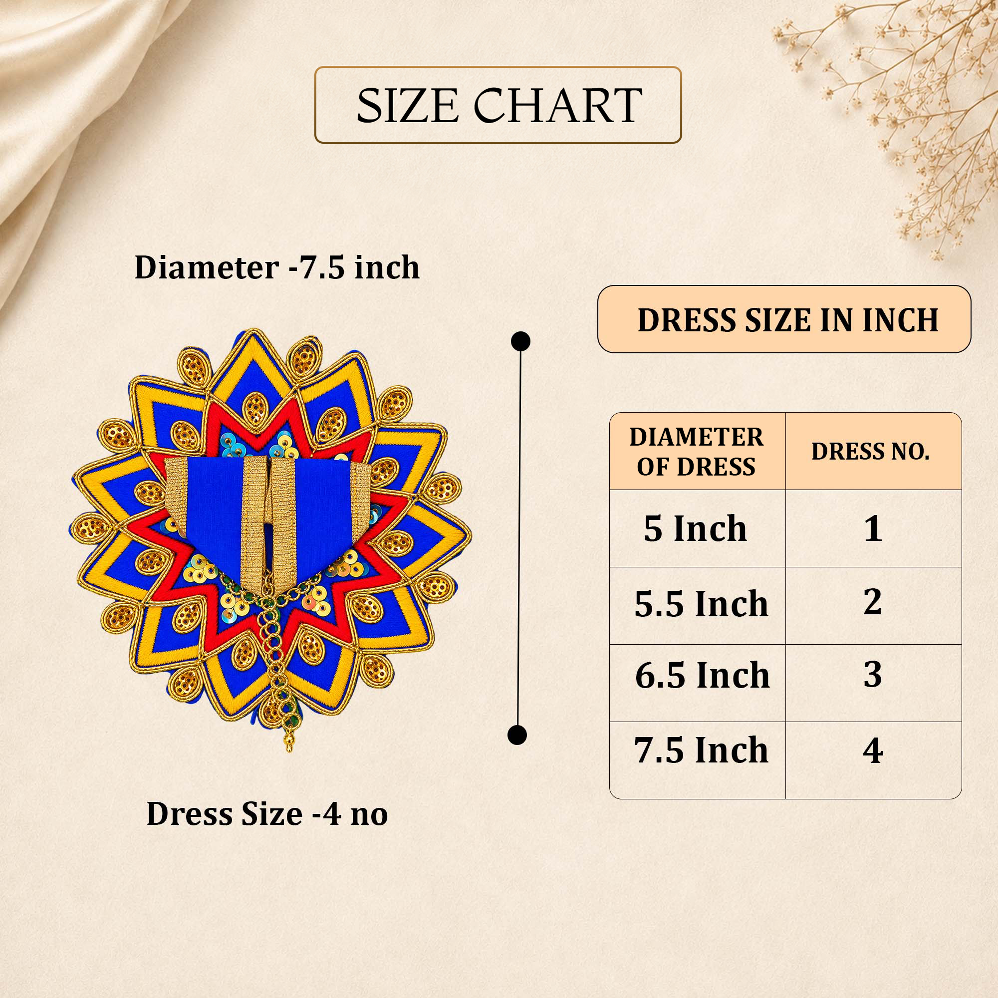 Floral Blue-Red Laddu Gopal Dress