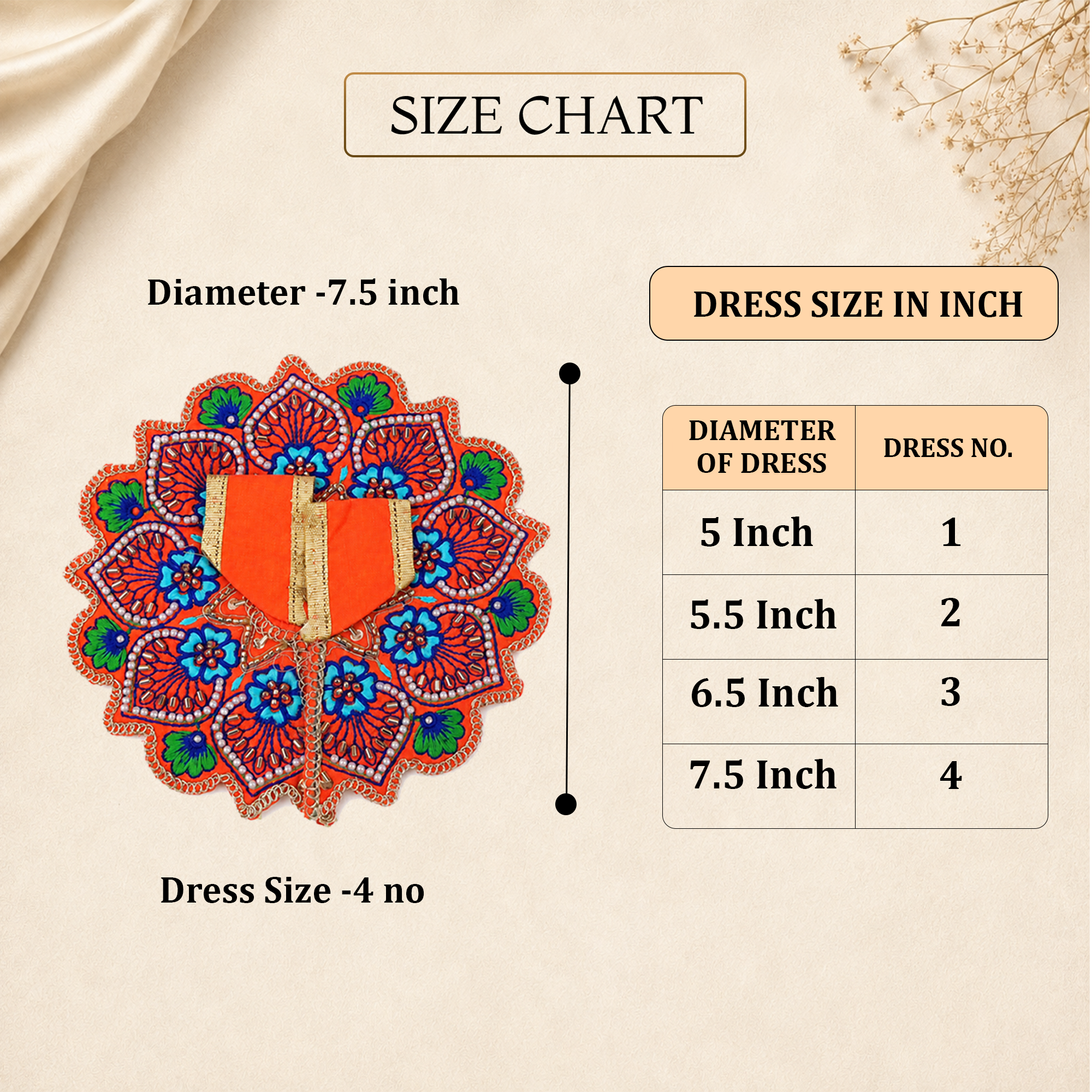 Floral Orange-Pink Laddu Gopal Dress