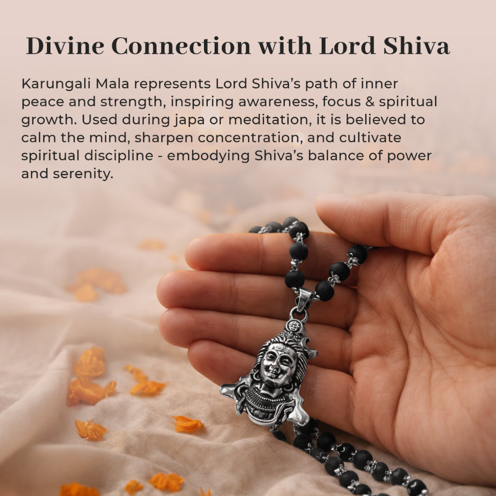 Karungali cap mala with shiv locket