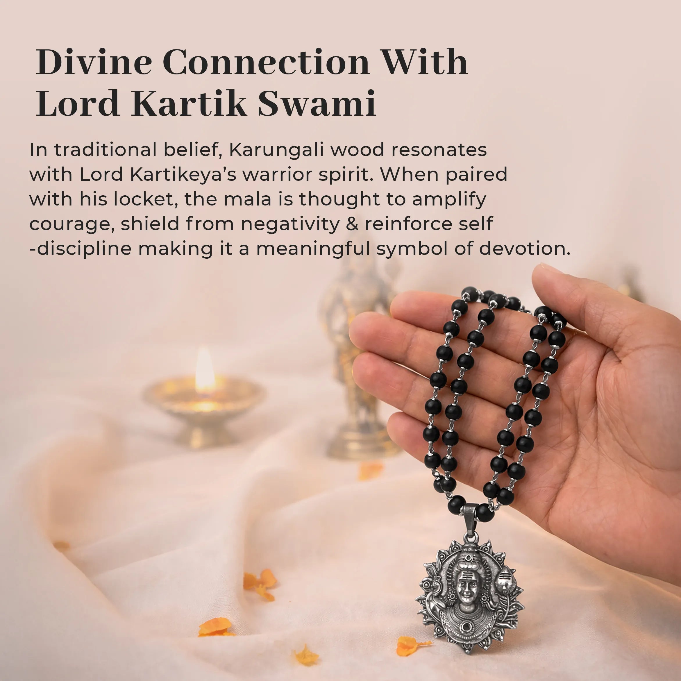 Karungali Cap Mala with Kartike Ji Locket