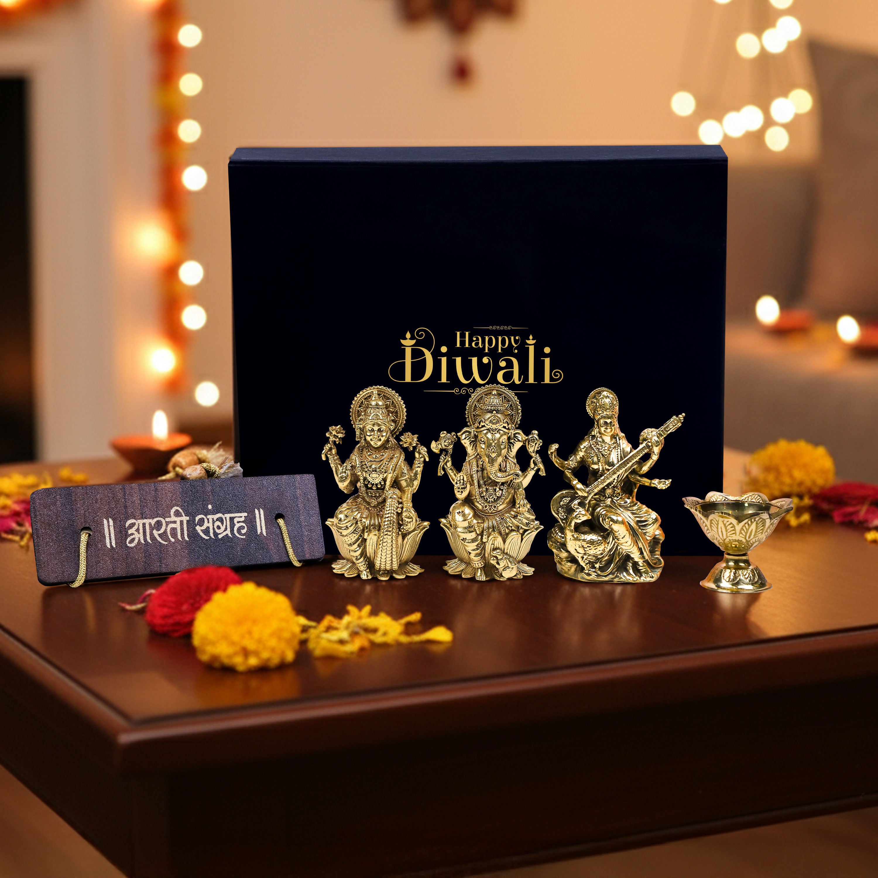 Triple Blessings Diwali Box with Diya