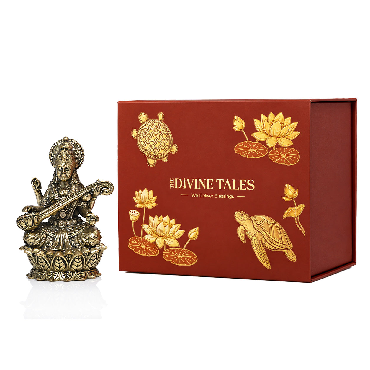 Maa Saraswati Brass Idol Small With Gift Box