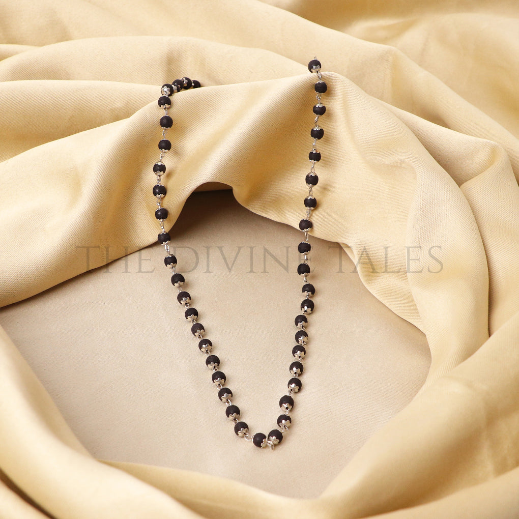 Silver Cap Karungali Mala