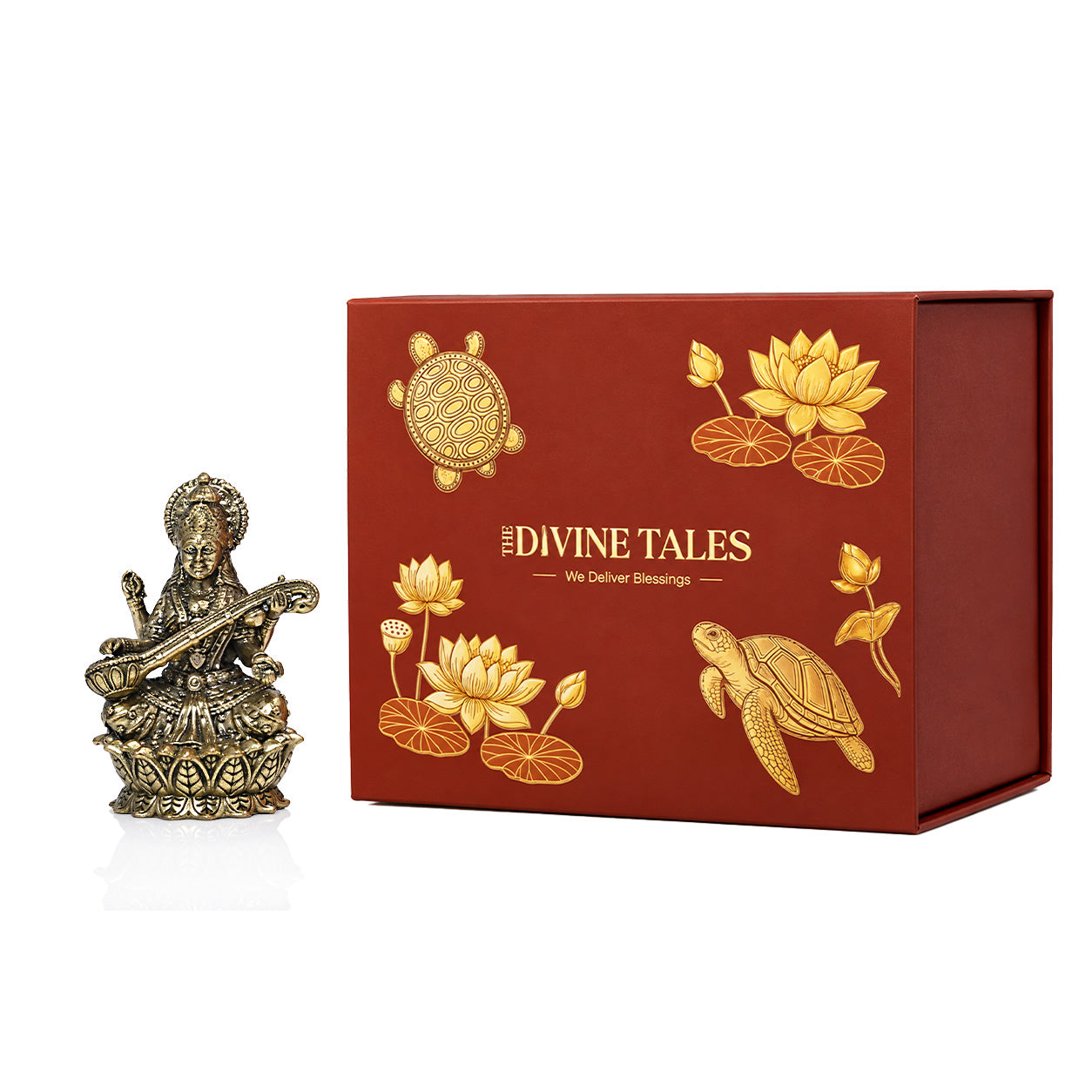 Maa Saraswati Brass Idol Small With Gift Box