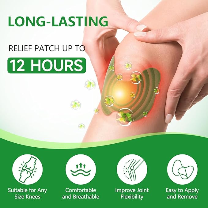 Knee Pain Relief Patch – Herbal Plaster for Joint & Muscle Pain, Quick Relief Heating Pad