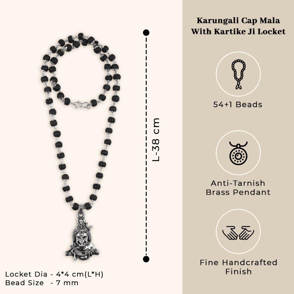 Karungali cap mala with shiv locket