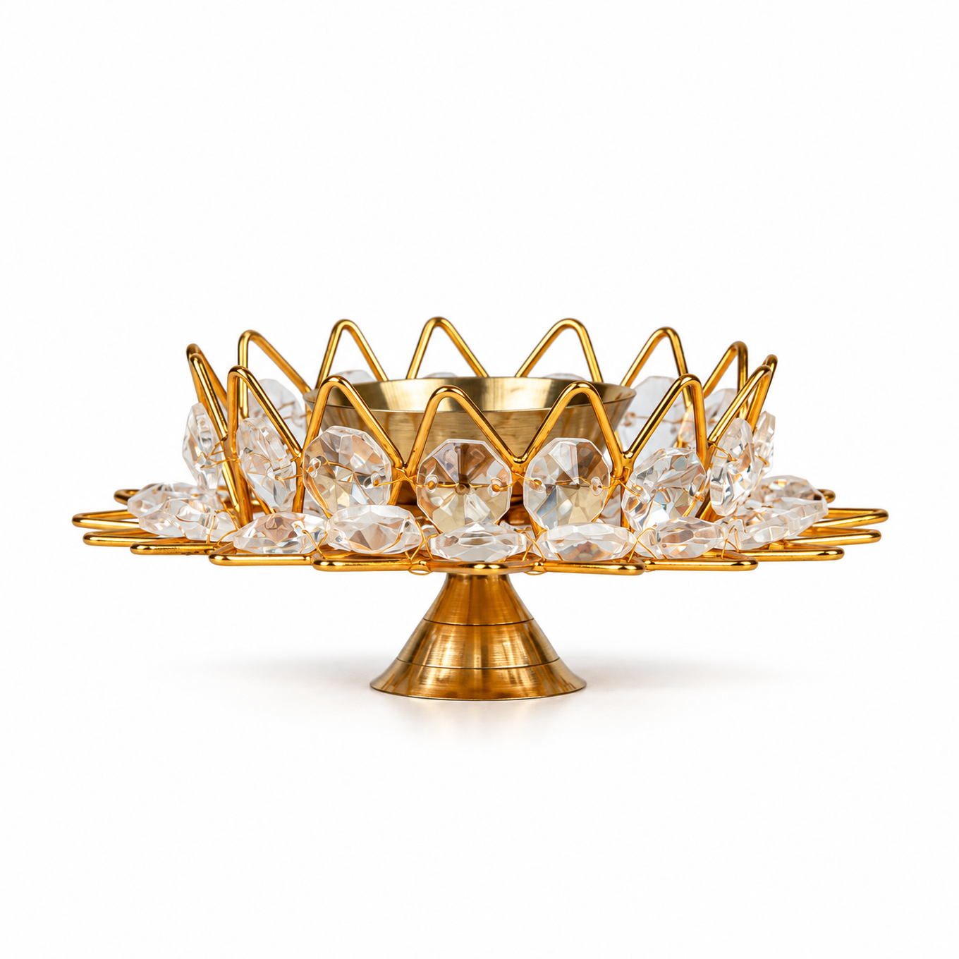 Brass Kamal Crystal Diya