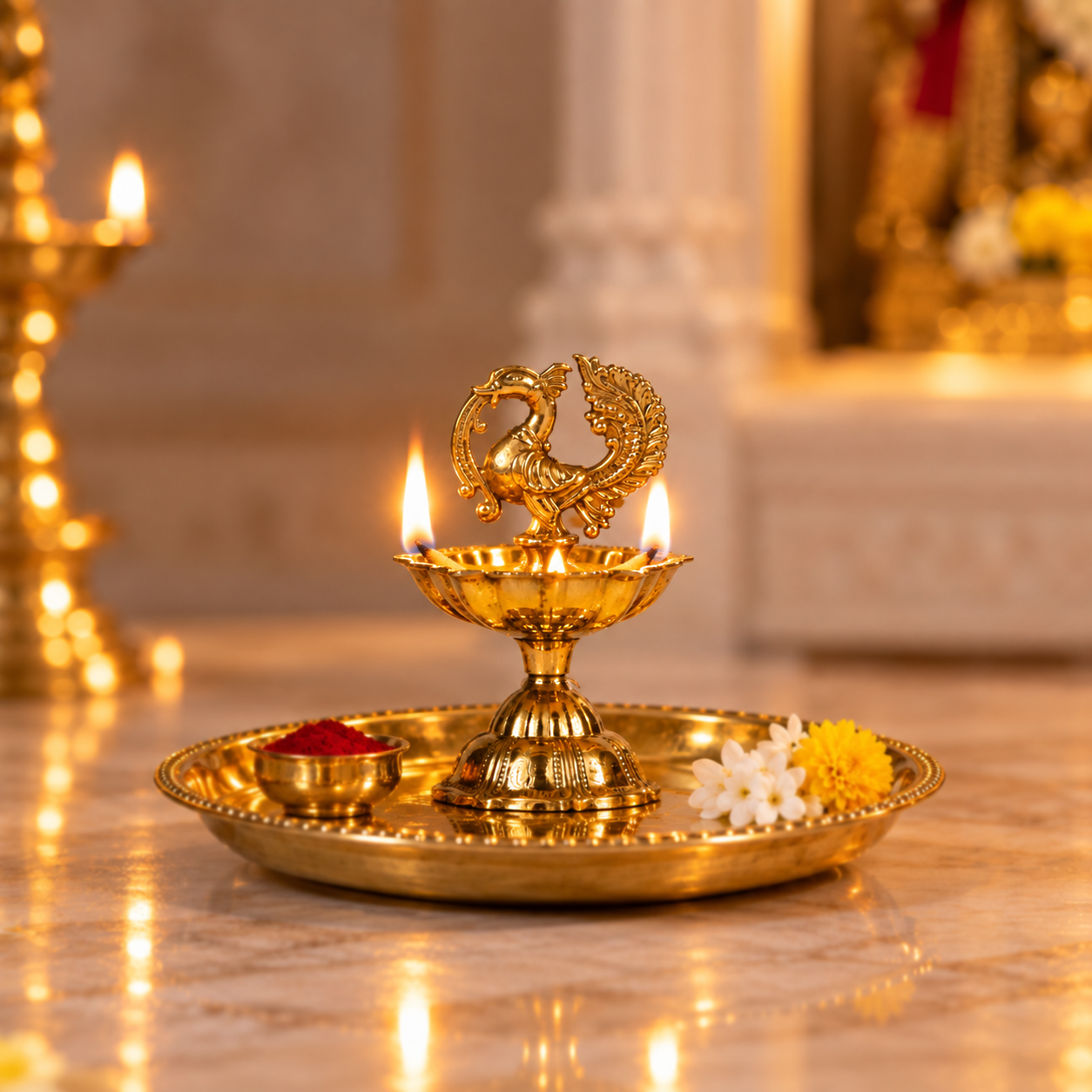 Traditional Mayur Brass Diya