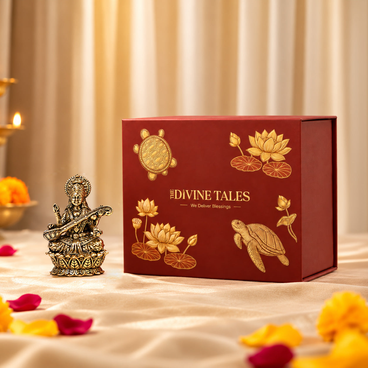 Maa Saraswati Brass Idol Small With Gift Box