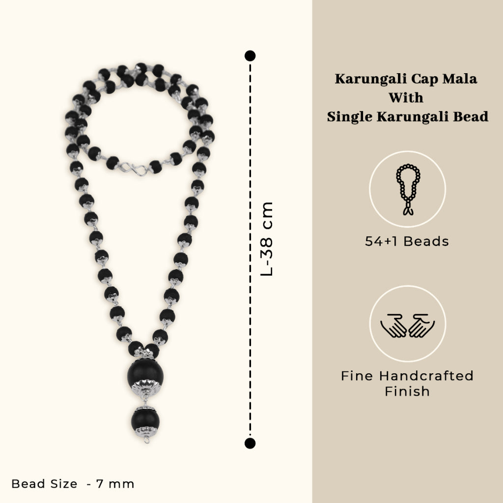 Pure Karungali Cap Mala – Single Bead Energy Necklace