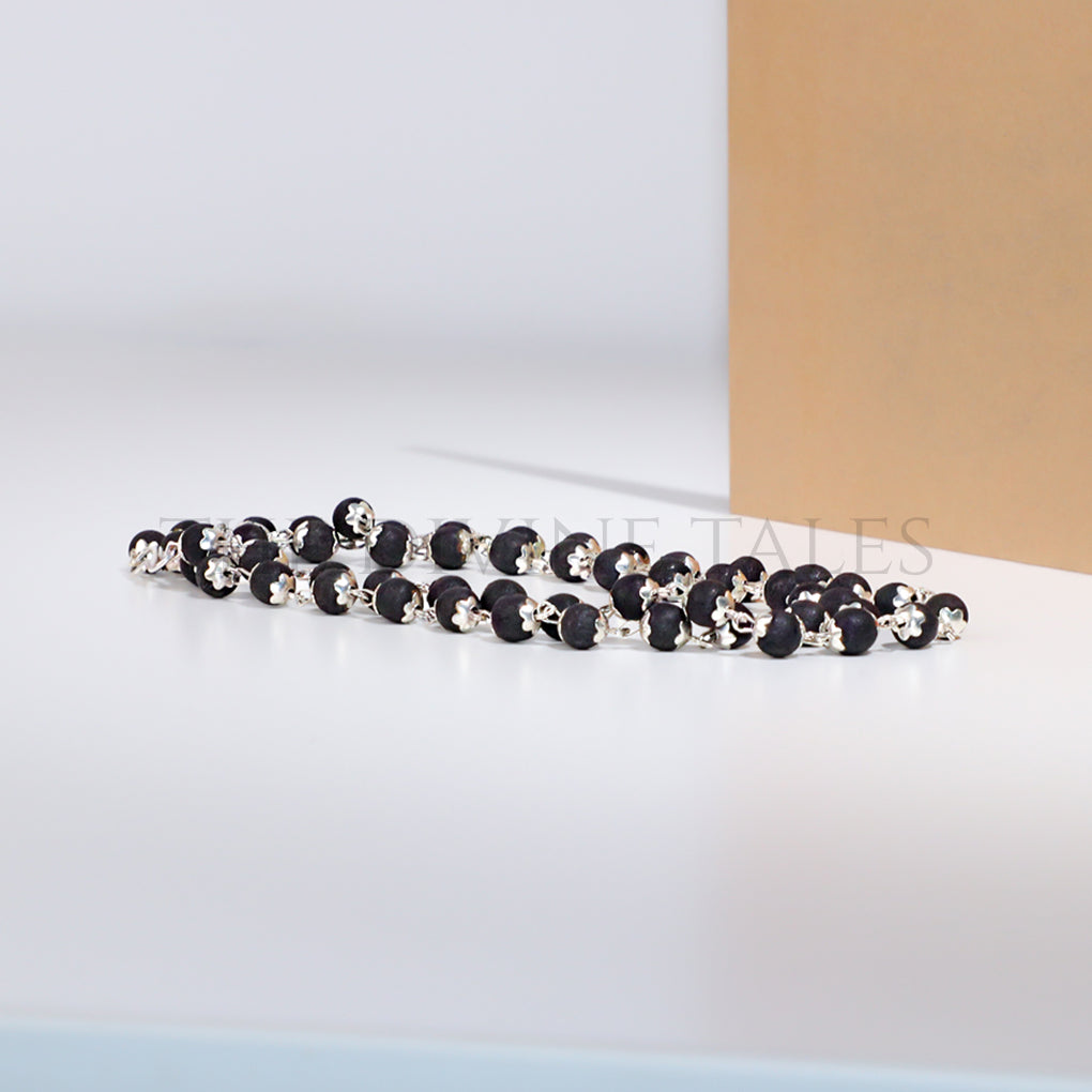 Silver Cap Karungali Mala