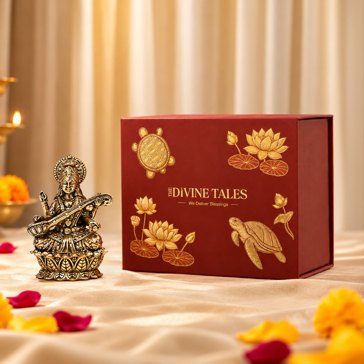 Maa Saraswati Brass Idol Small With Gift Box