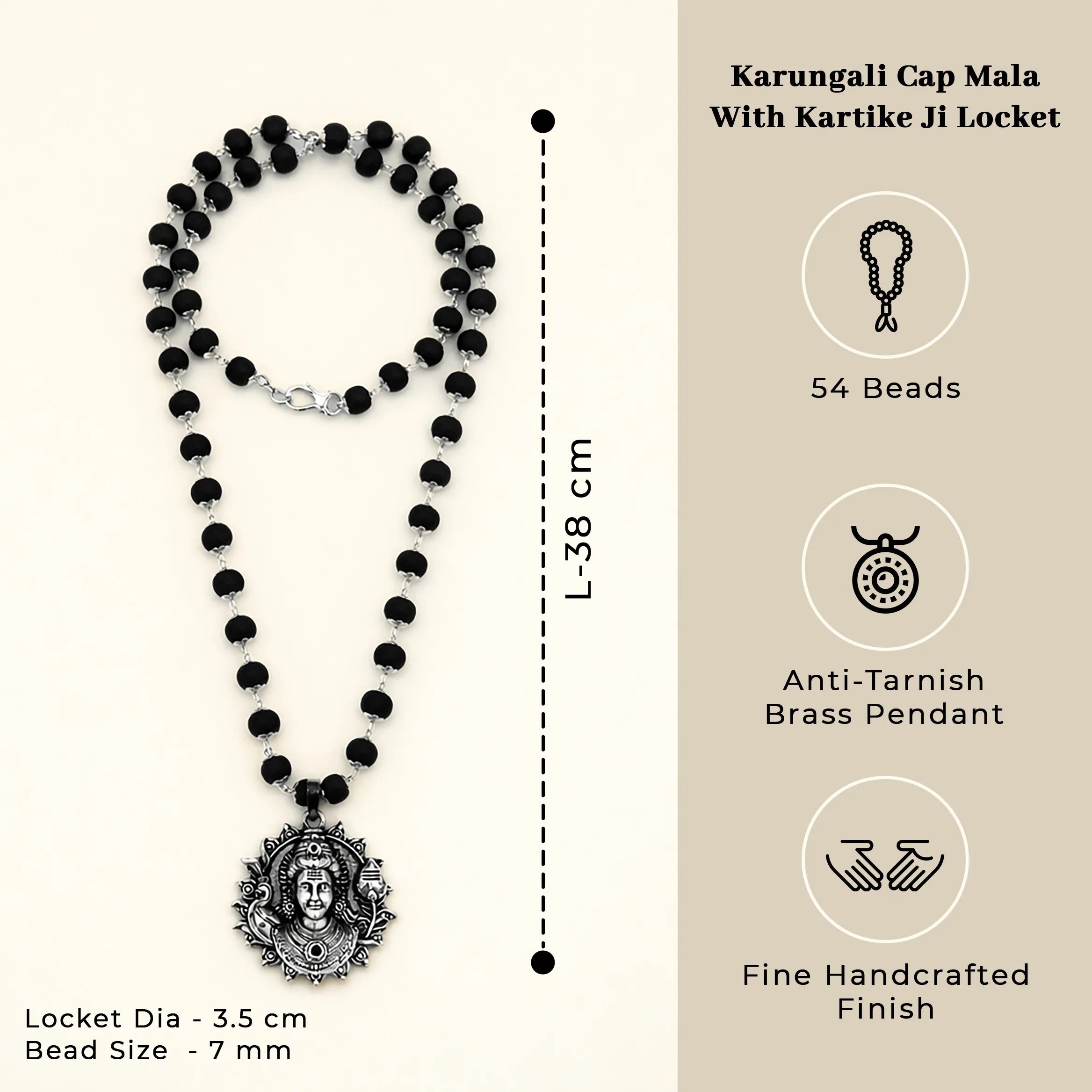 Karungali Cap Mala with Kartike Ji Locket