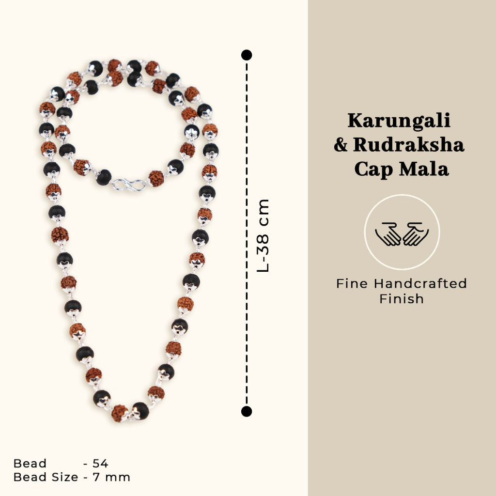 Shiv Shakti Karungali & Rudraksha Cap Mala – Balance & Protection Necklace