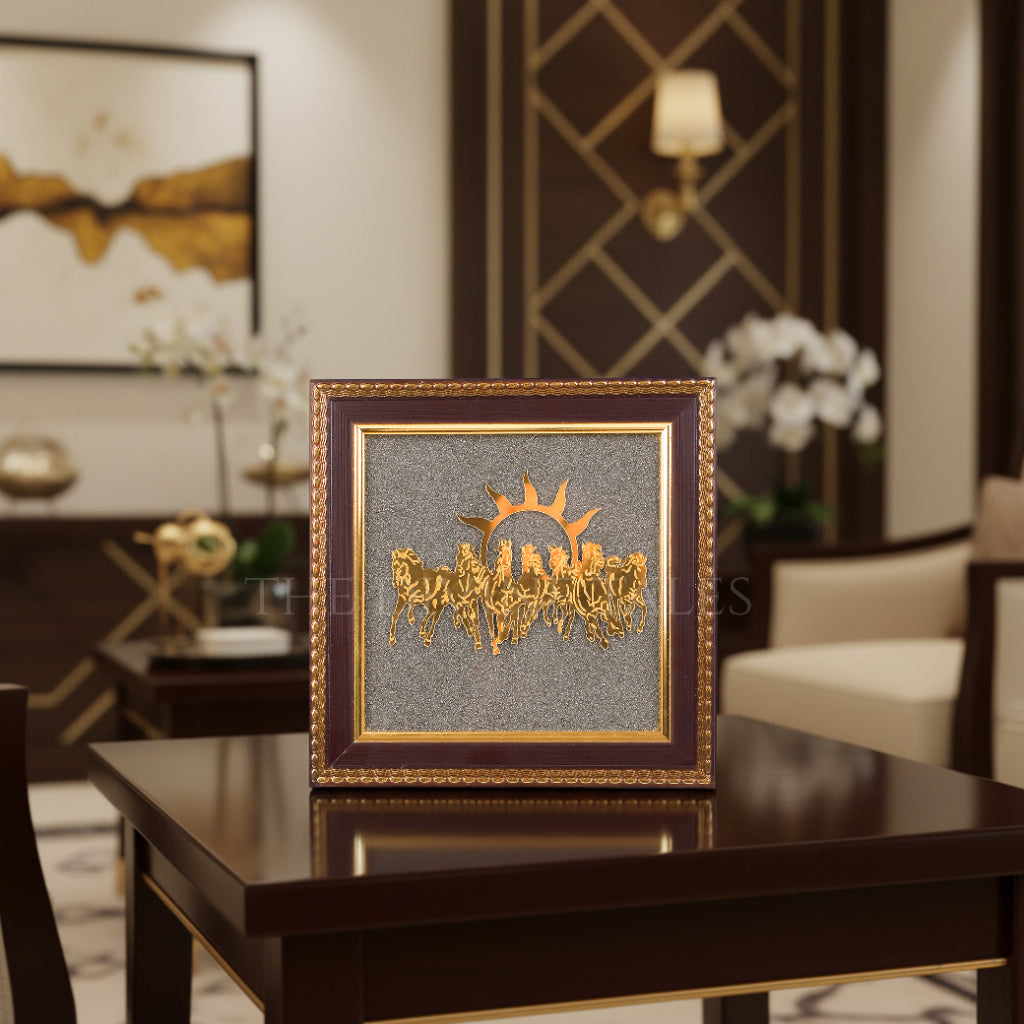 7 Horses on Raw Pyrite Frame