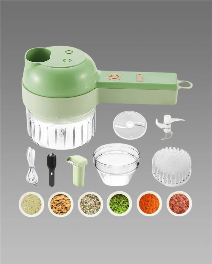 4-in-1 Portable Electric Vegetable Cutter | Chopper, Slicer, Grinder & Peeler in One