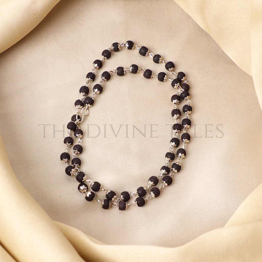 Silver Cap Karungali Mala