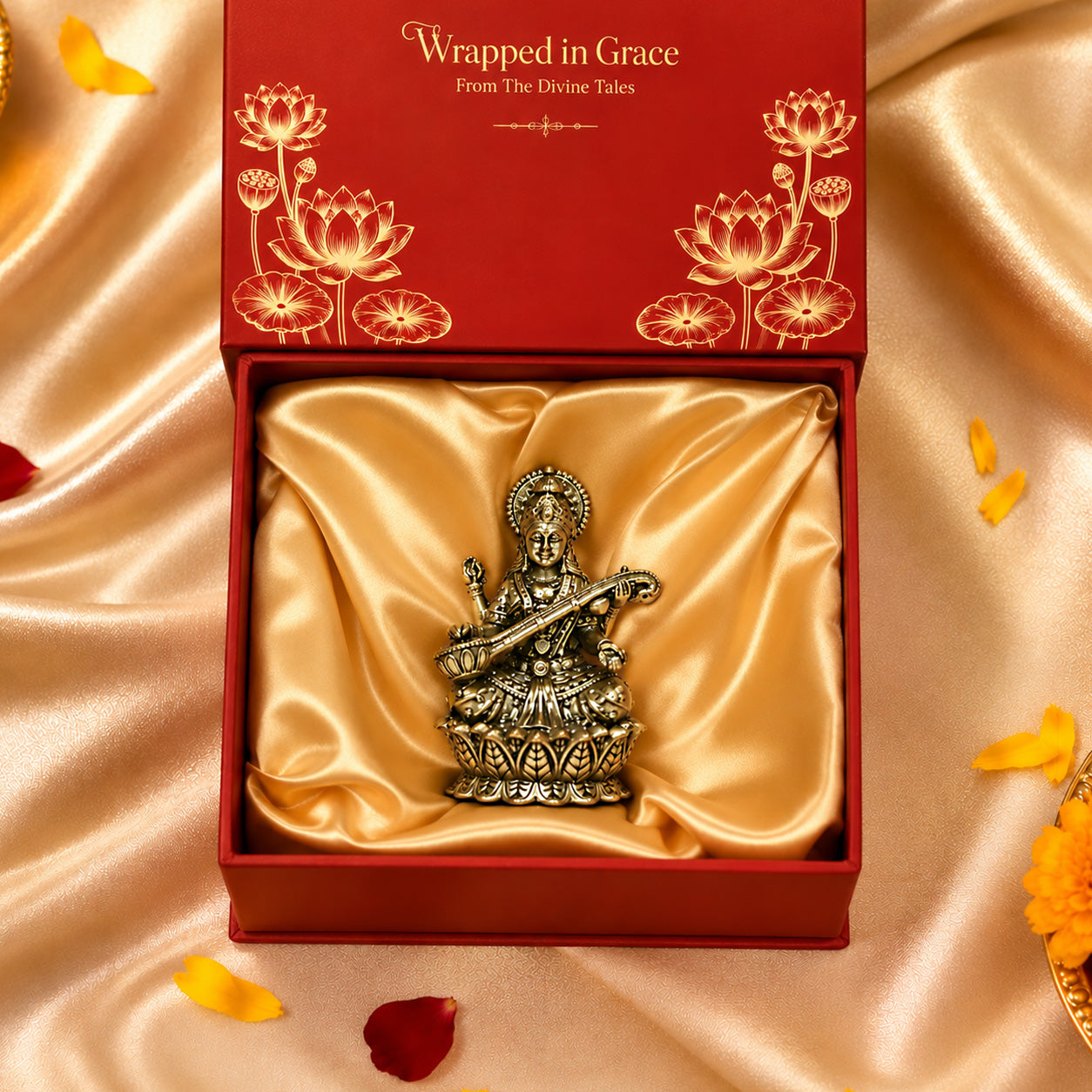 Maa Saraswati Brass Idol Small With Gift Box