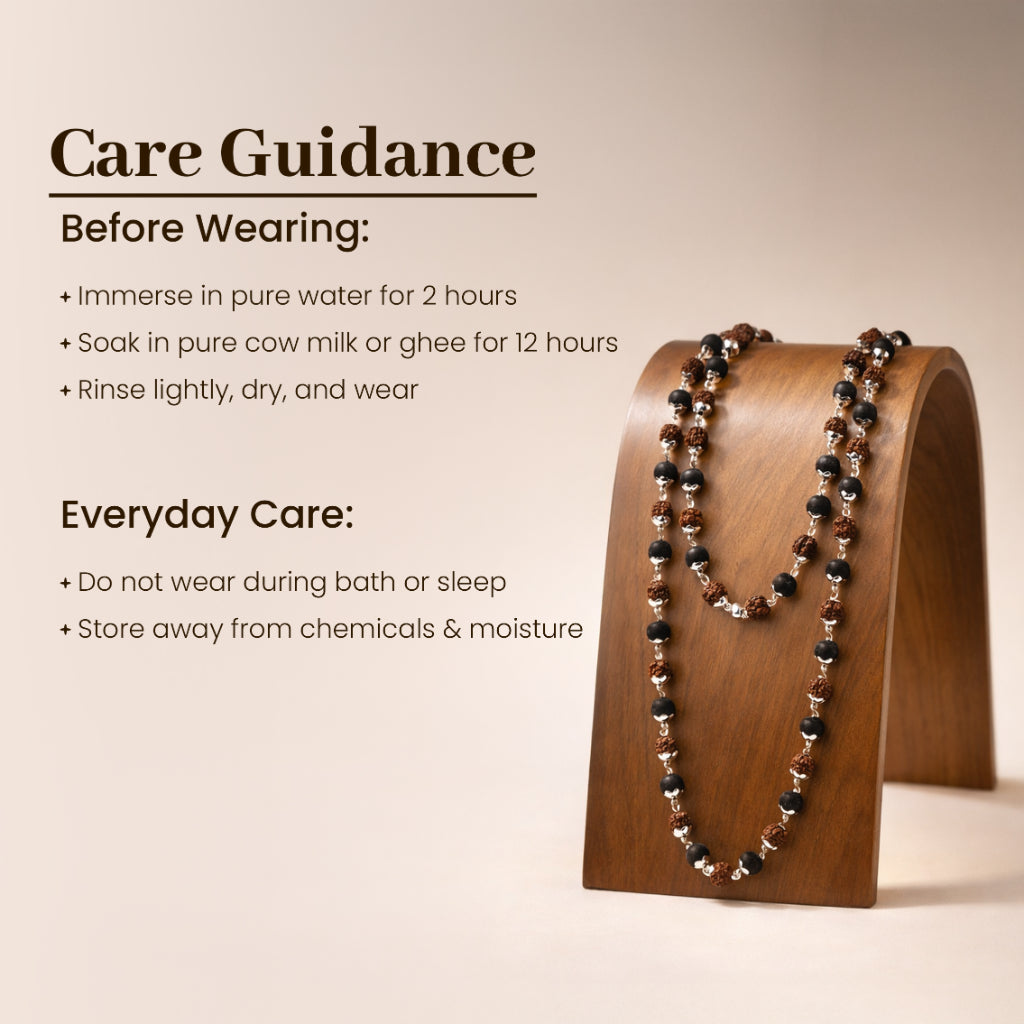 Shiv Shakti Karungali & Rudraksha Cap Mala – Balance & Protection Necklace