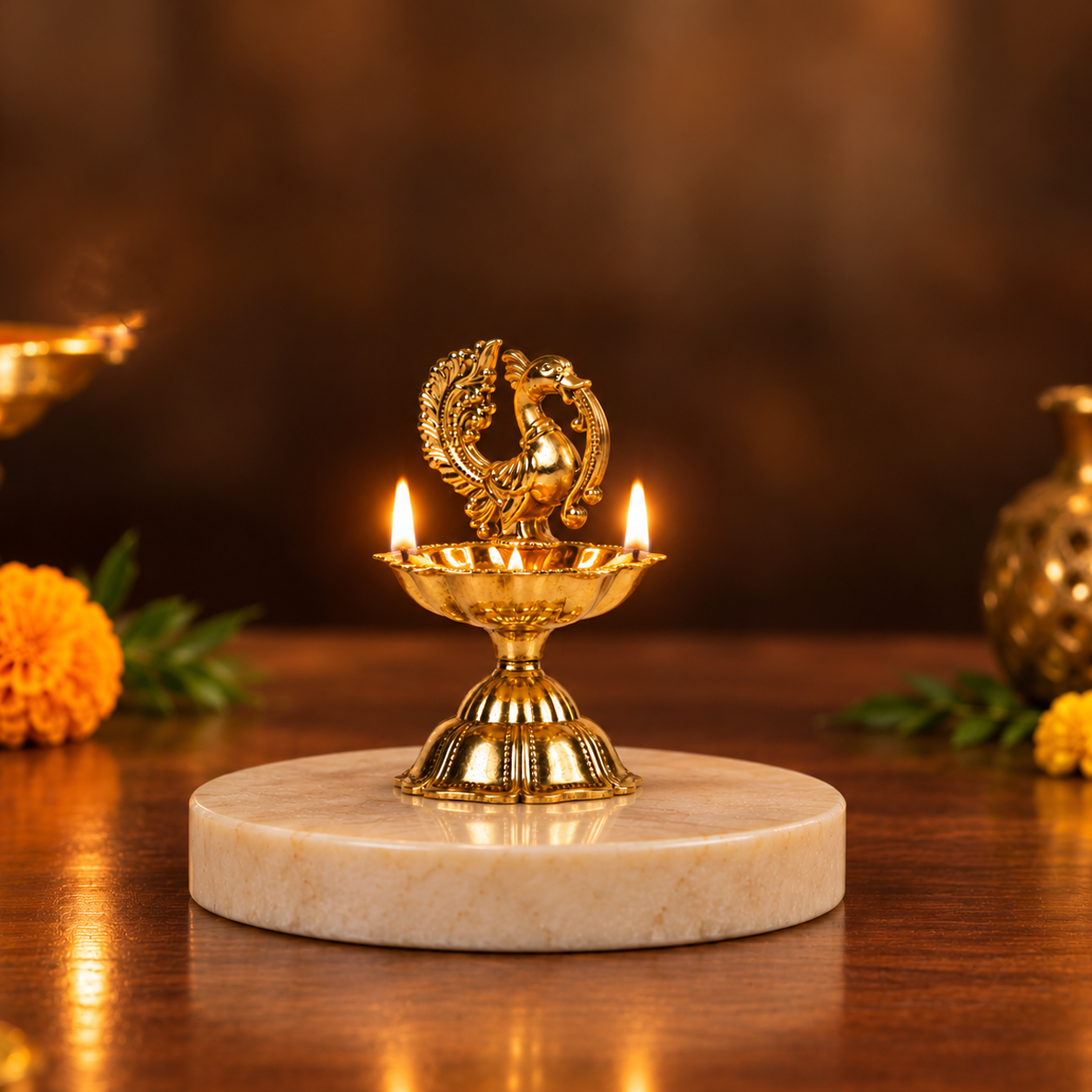 Traditional Mayur Brass Diya