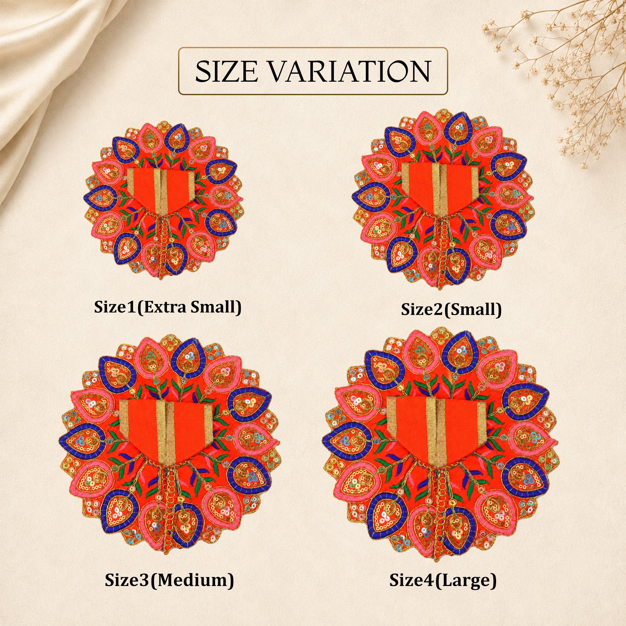Floral Orange-Blue Laddu Gopal Dress