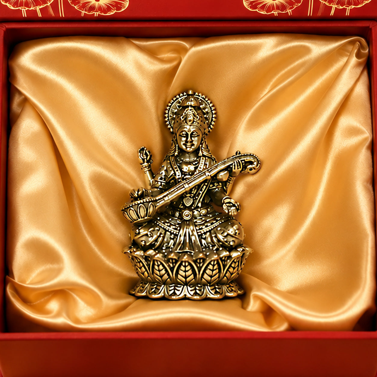 Maa Saraswati Brass Idol Small With Gift Box