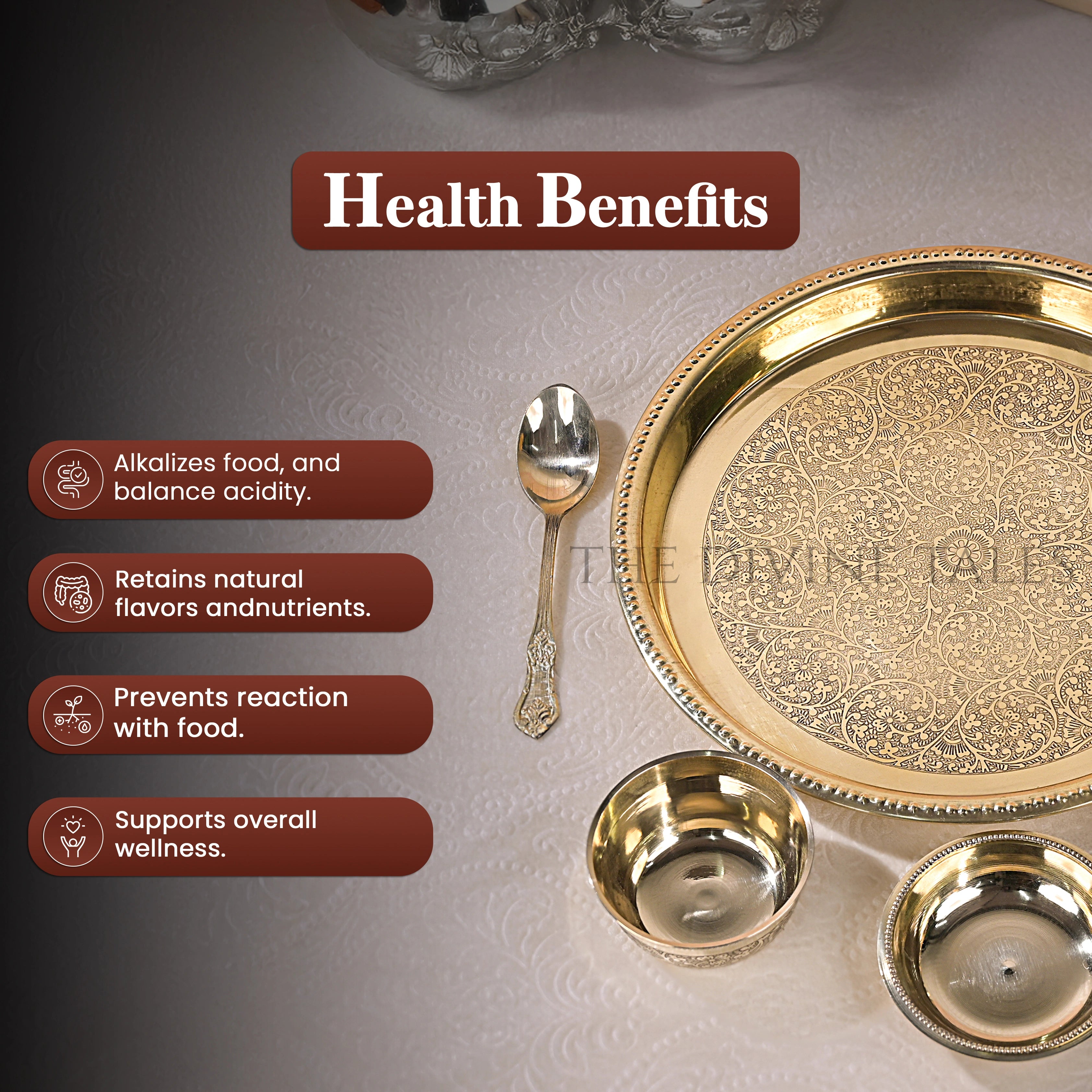 Brass Etching Dana Thali Set of 6