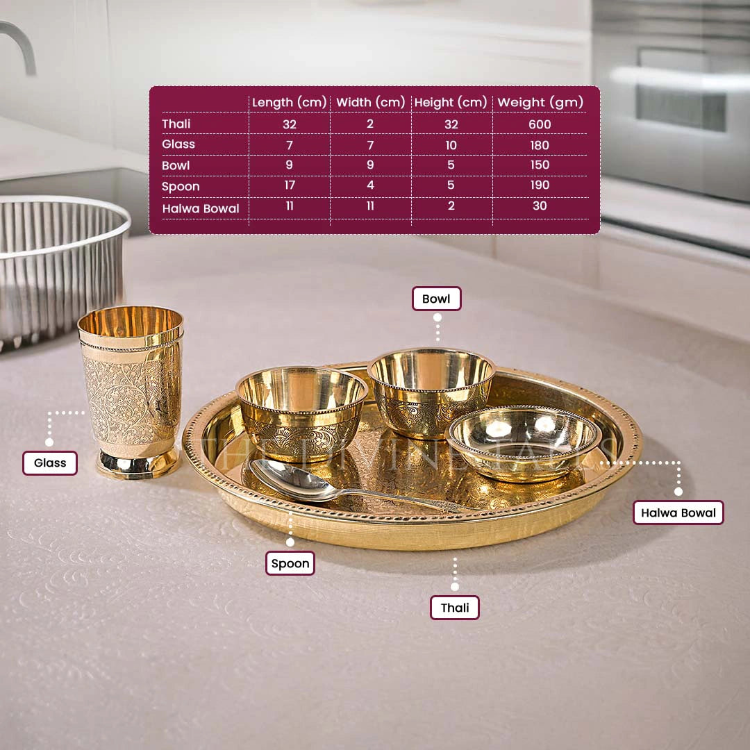 Brass Etching Dana Thali Set of 6