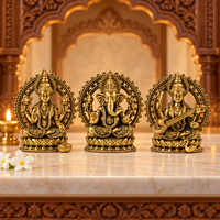 Brass Lakshmi Ganesh Saraswati Murti Set