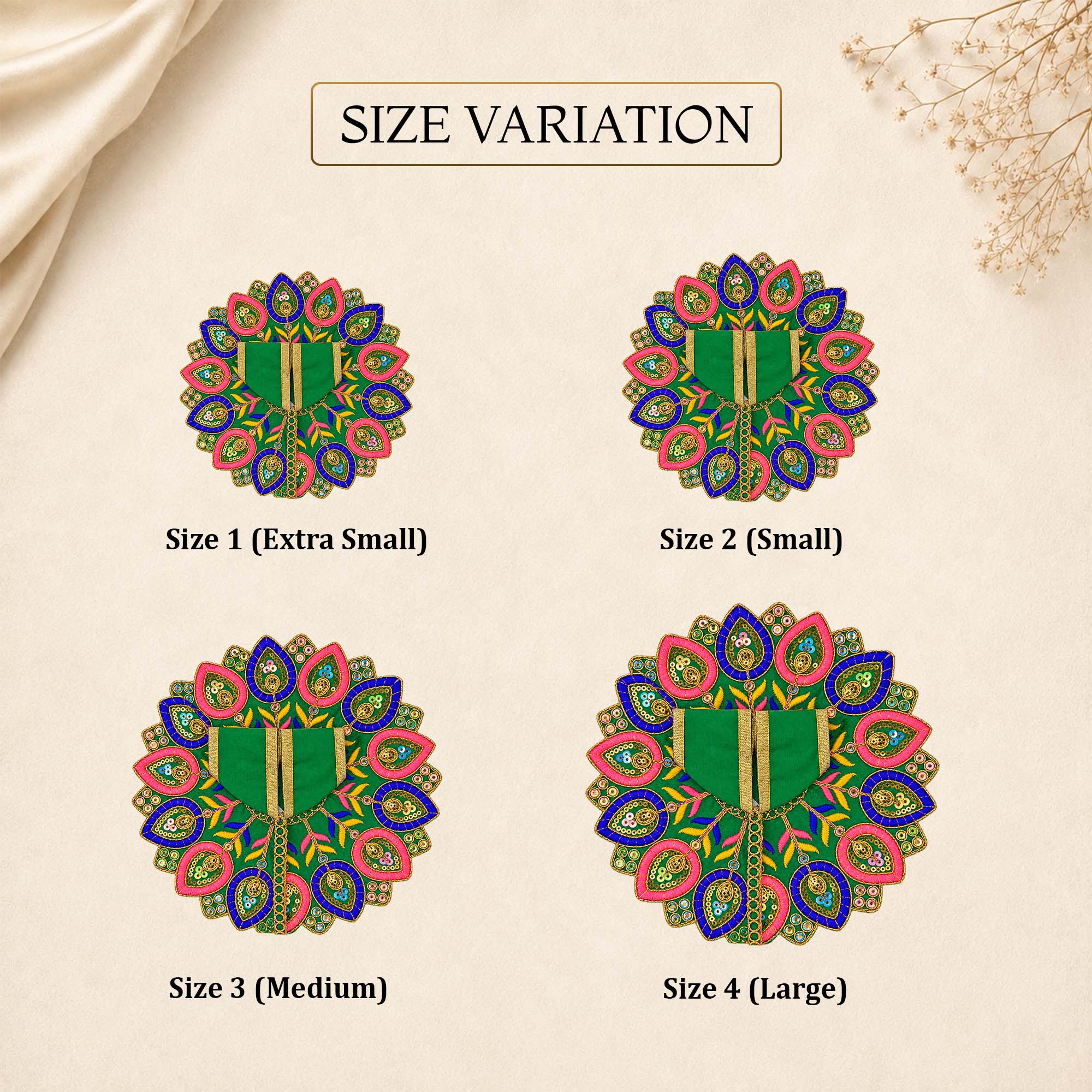 Floral Green Laddu Gopal Dress