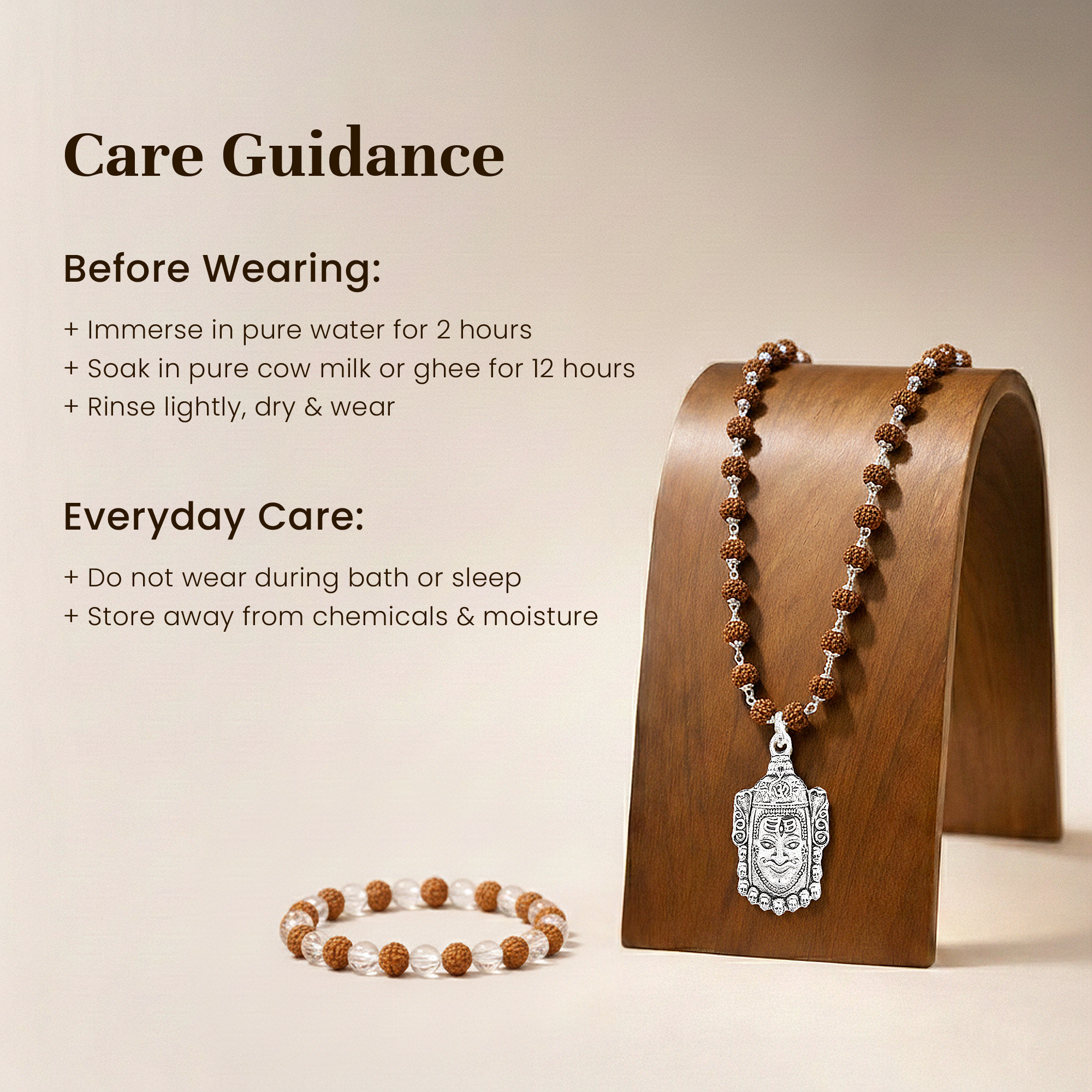 Mahakaal Shakti Rudraksha Cap Mala & Rudraksha Sphatik Bracelet Combo
