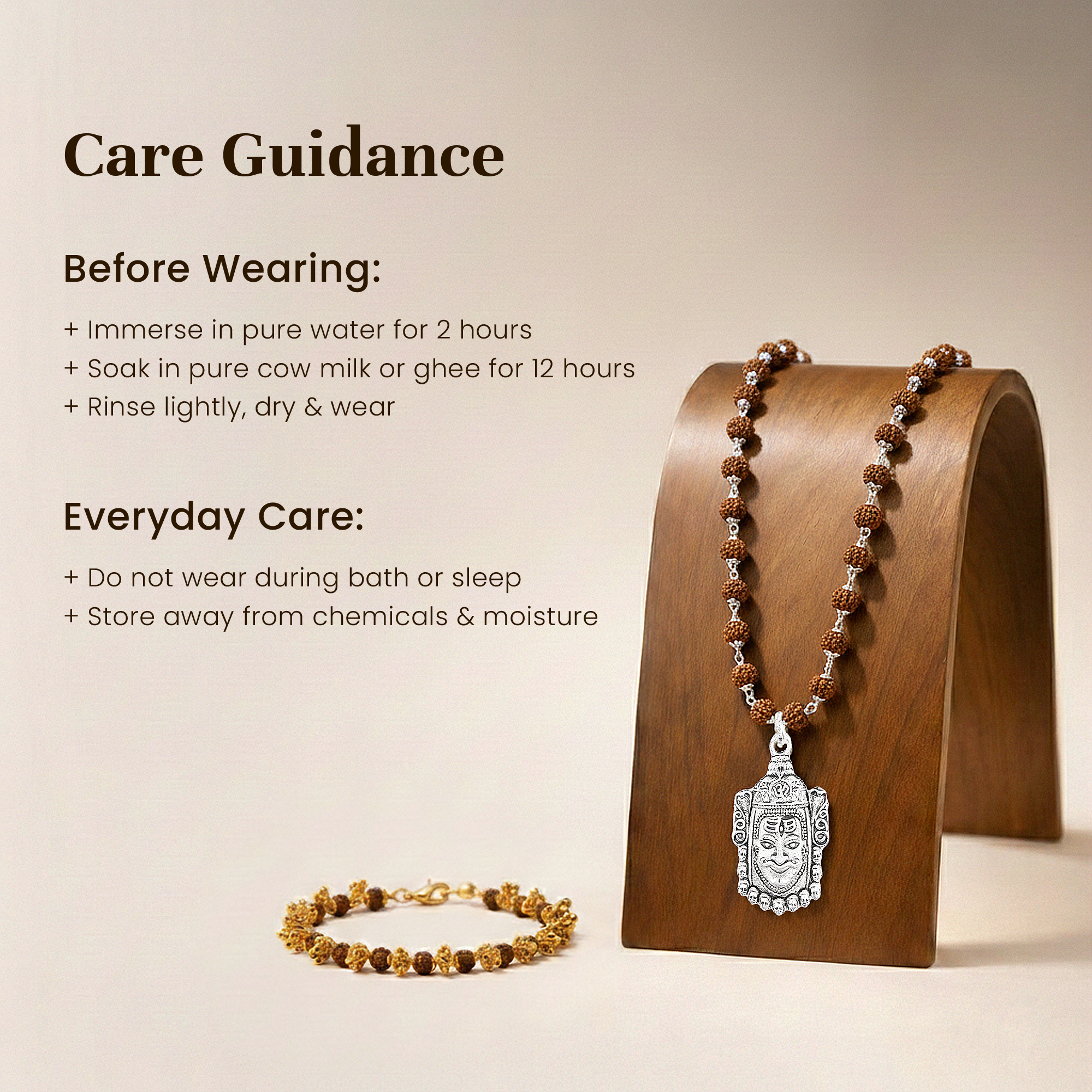 Mahakaal Shakti Rudraksha Cap Mala & Raksha Rudraksha Charm Bracelet Combo