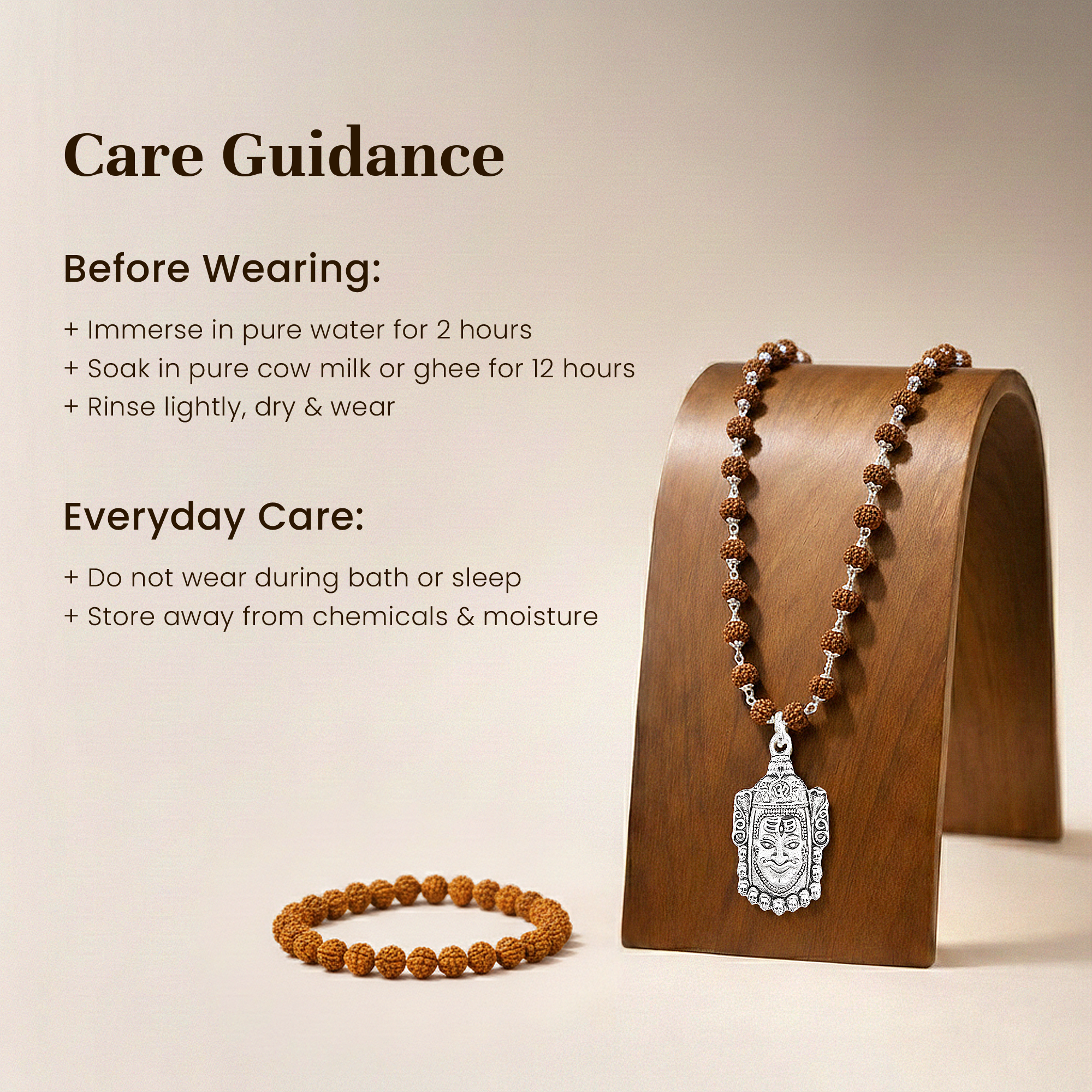 Mahakaal Shakti Rudraksha Cap Mala & 5 Mukhi Rudraksha Bracelet Combo