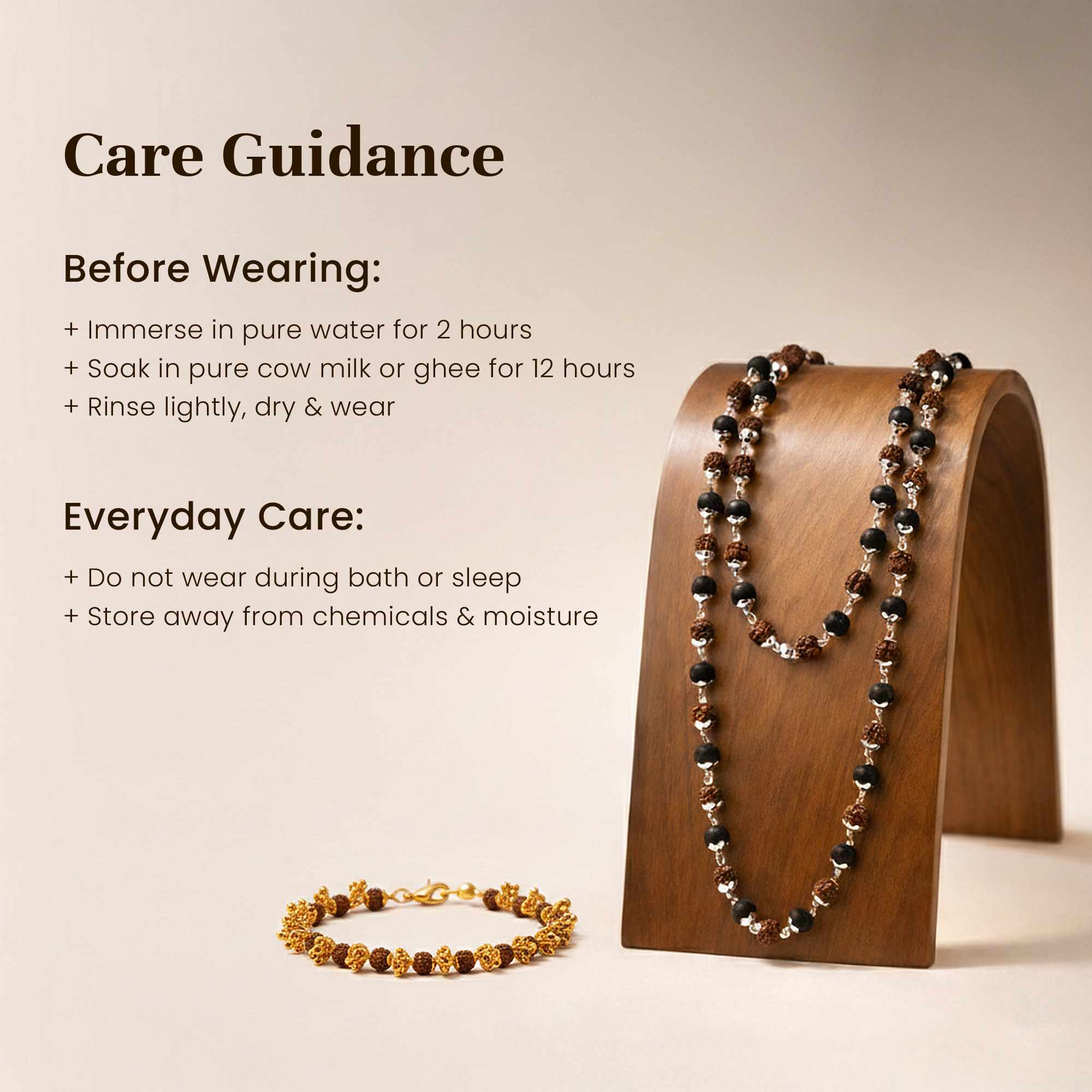 Shiv Shakti Karungali & Rudraksha Cap Mala and Rudraksha Gold Plated Charm Bracelet Combo