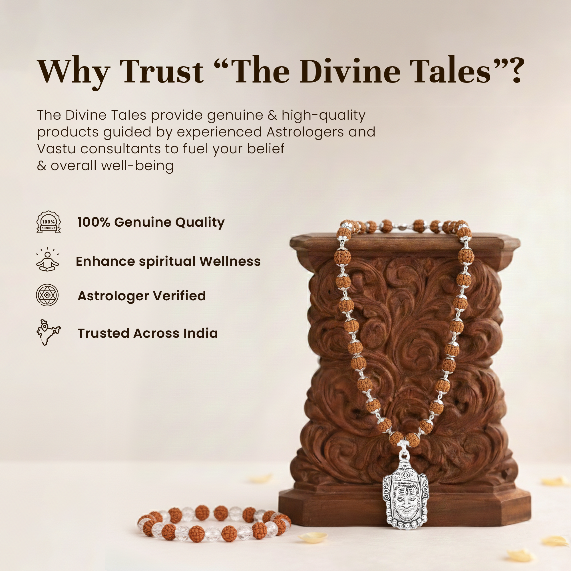 Mahakaal Shakti Rudraksha Cap Mala & Rudraksha Sphatik Bracelet Combo